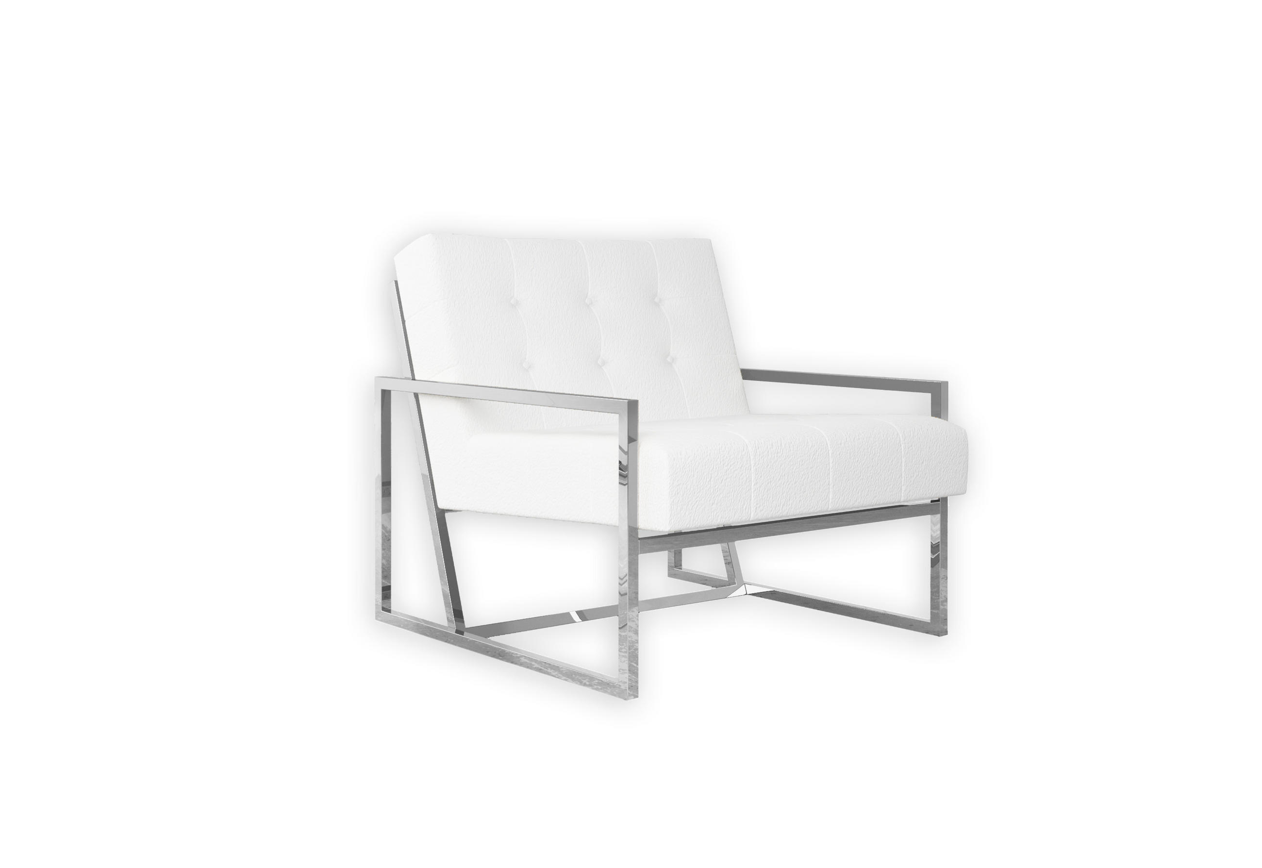 LOUNGESESSEL Duban Weiß Bouclé-Stoff - Silberfarben/Weiß, Holz/Textil (84/81/89cm) - S-Style Möbel