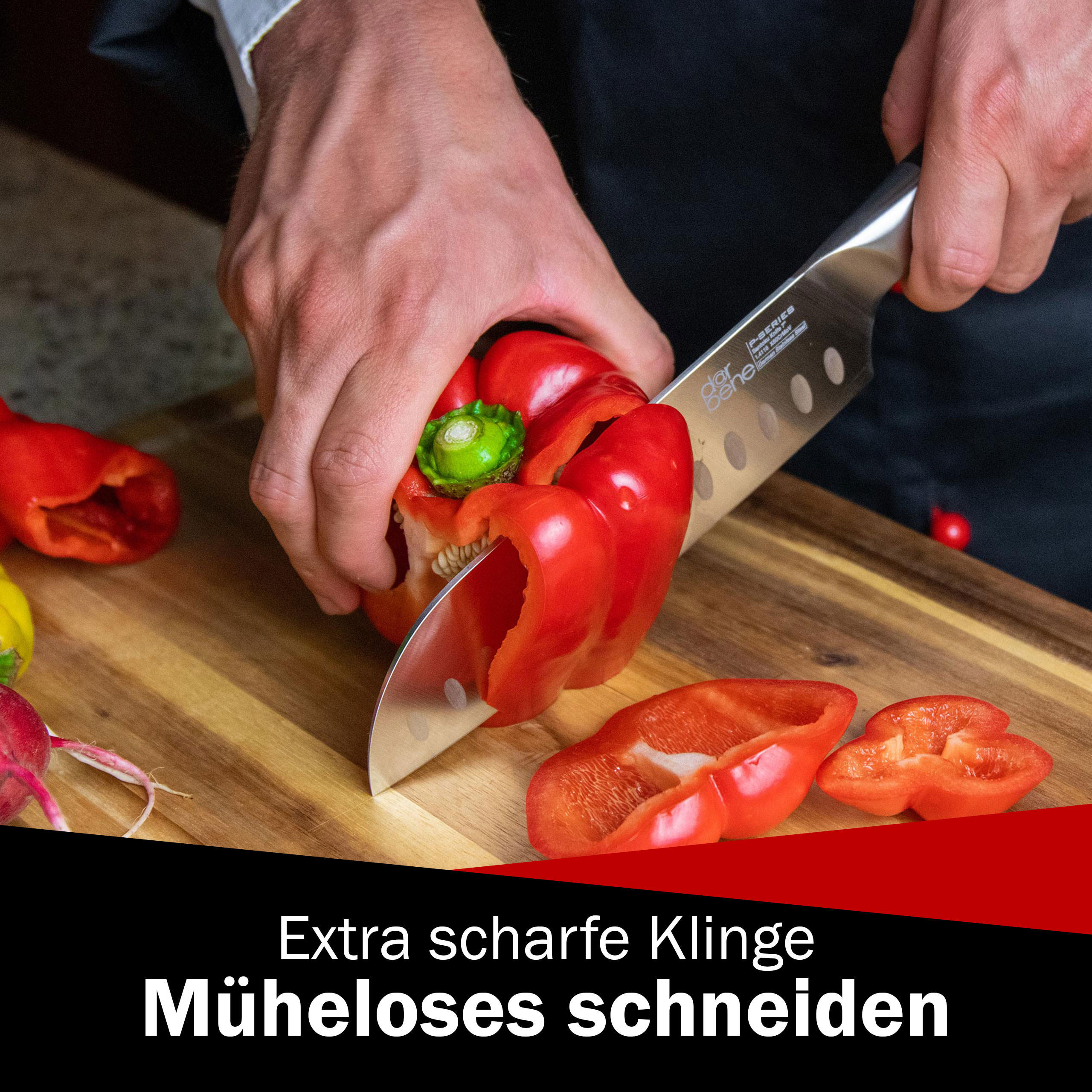 SANTOKUMESSER P-Series Holzgriff 32cm - Alufarben, Metall (32cm) - DarBene