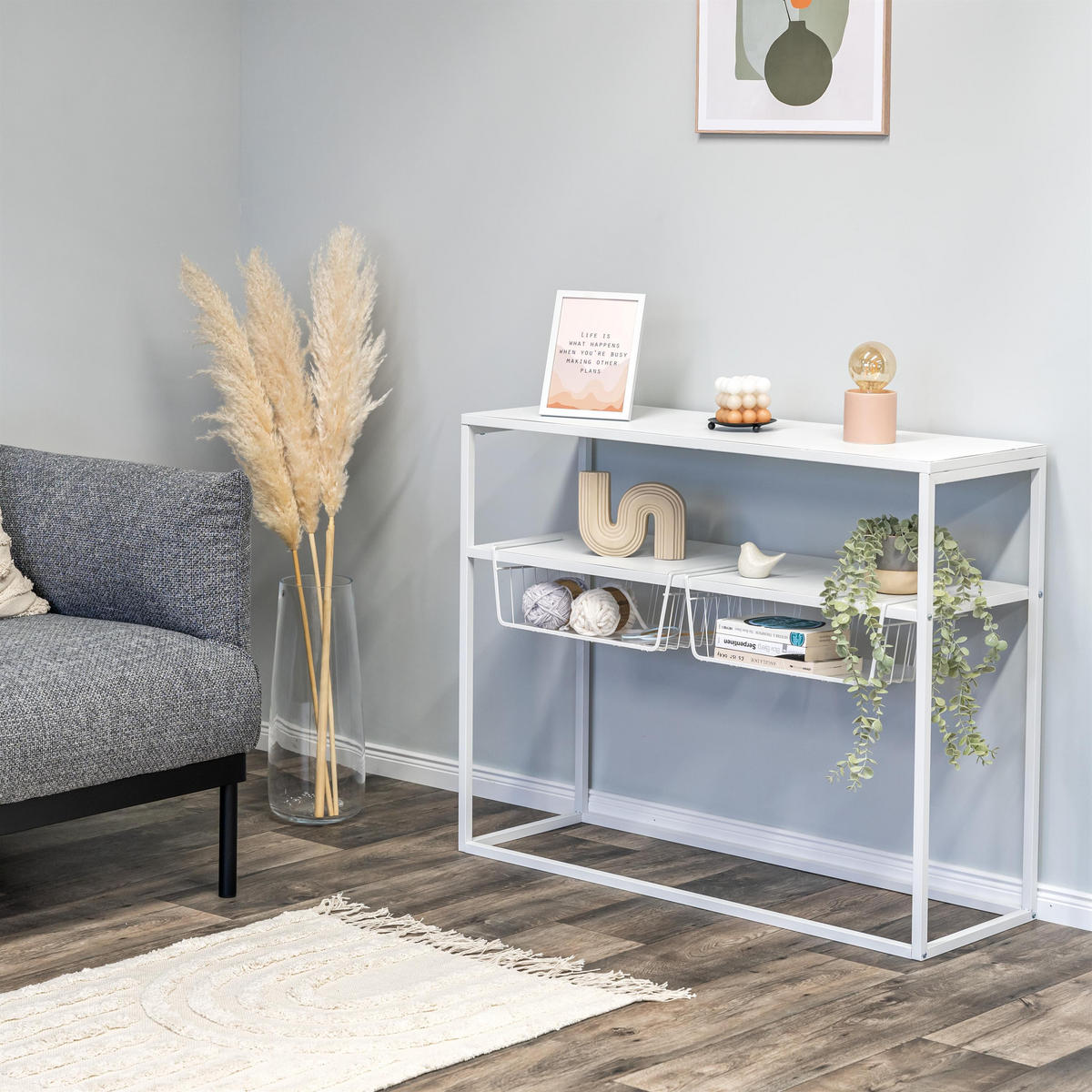 SCHRANKKÖRBE 2er-Set, weiß - Weiß, Metall (41/14/26cm) - eluno