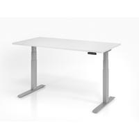 SCHREIBTISCH Basic in Weiß und Silber elektrisch höhenverstellbar 180 cm breit - Weiß, Holzwerkstoff (80/180/129cm)