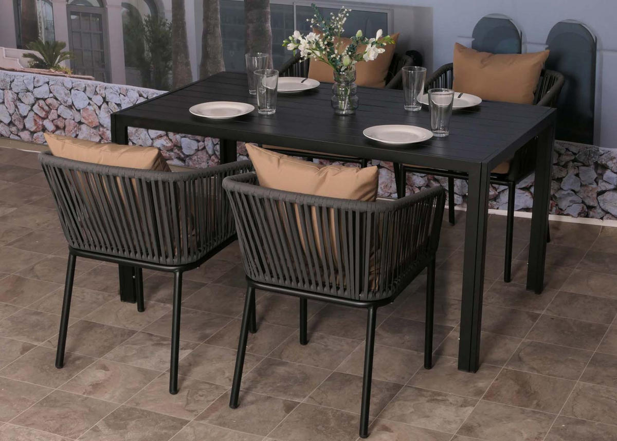 GARTENGARNITUR Anthrazit, Taupe 5-teilig-Set - Taupe/Anthrazit, Metall - MCW