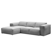 3-SITZER ECKSOFA mit Longchair - Hellgrau/Schwarz, Kunststoff/Textil (251/173cm) - home24