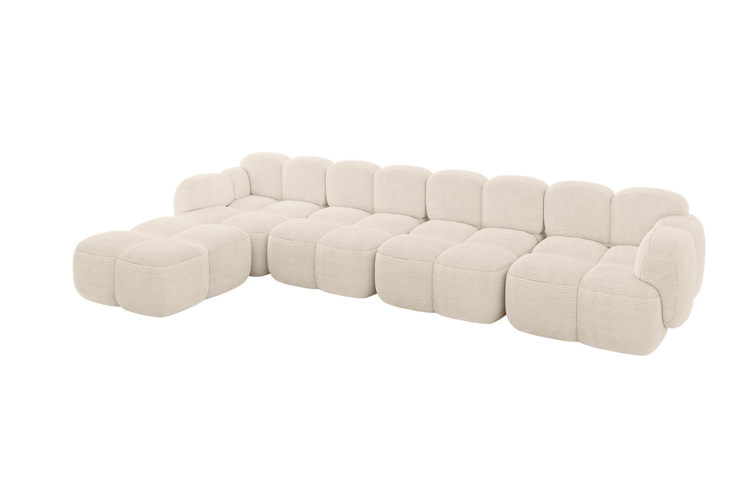 ECKSOFA modulares Sofa Links Miko-L3 390x205x75 Beige Cord - Beige/Schwarz, Holzwerkstoff/Kunststoff (390/205cm) - ALTDECOR