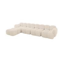ECKSOFA modulares Sofa Links Miko-L3 390x205x75 Beige Cord - Beige/Schwarz, Holzwerkstoff/Kunststoff (390/205cm) - ALTDECOR