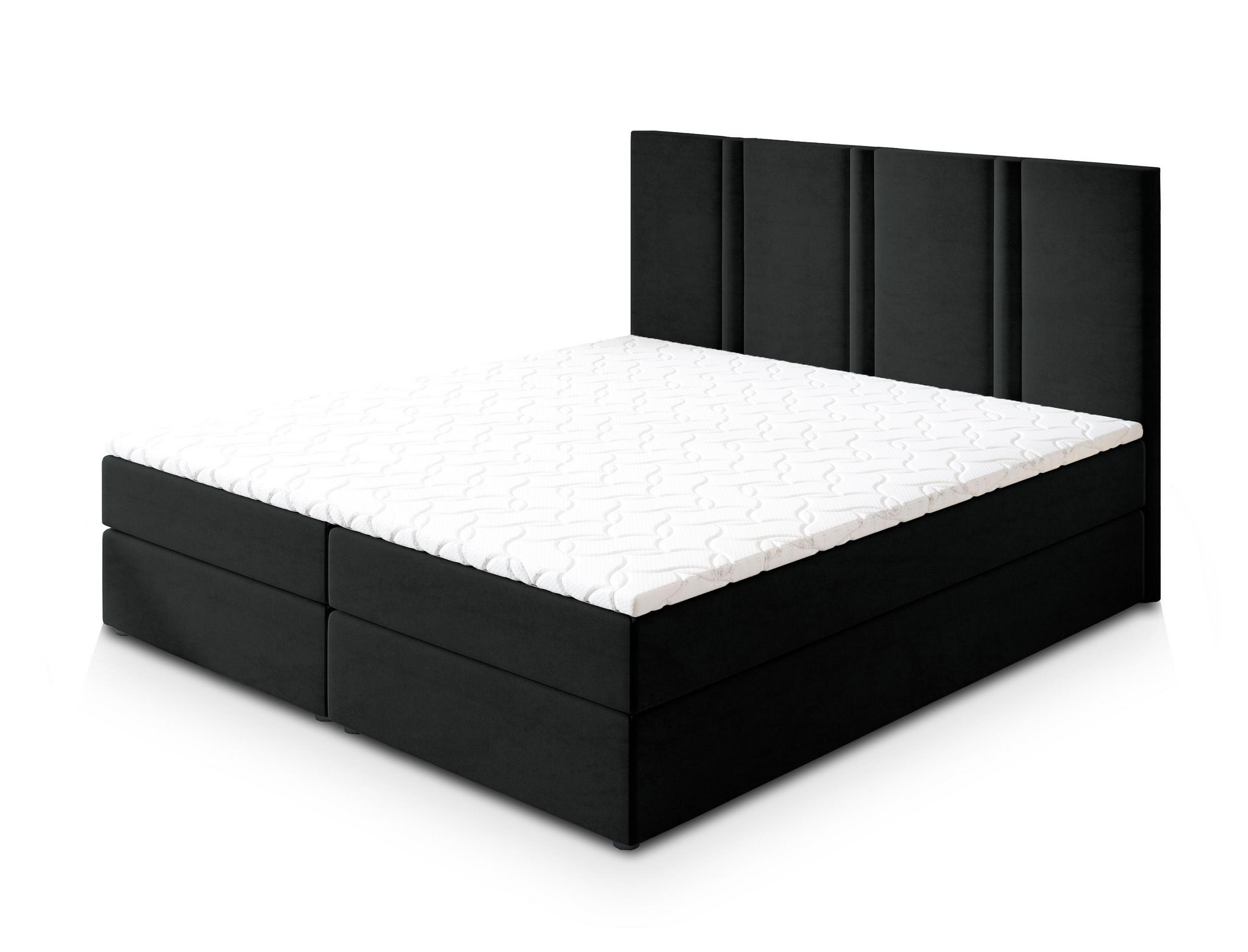 BOXBETT LARIO 160x200 cm mit Matratze und Topper - Schwarz - Schwarz, Holz (160/200cm) - MASSENO