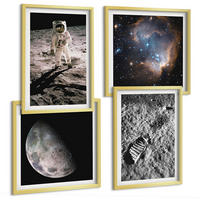 BILDER SET 4er Set - 50x50 cm & 40x60 cm Goldrahmen - Astronautenfoto vom Mond - Goldfarben, Kunststoff (50/50cm) - TULUP