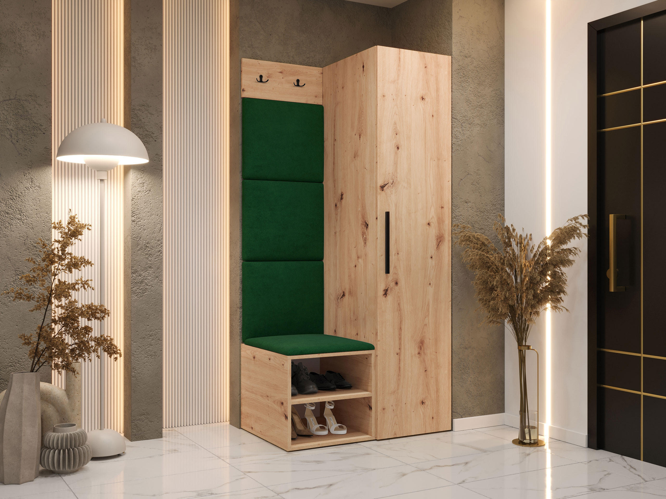 GARDEROBEN-SET Medi III - Schwarz/Eiche Artisan, Holzwerkstoff/Kunststoff (40/191/50cm) - MIRJAN24