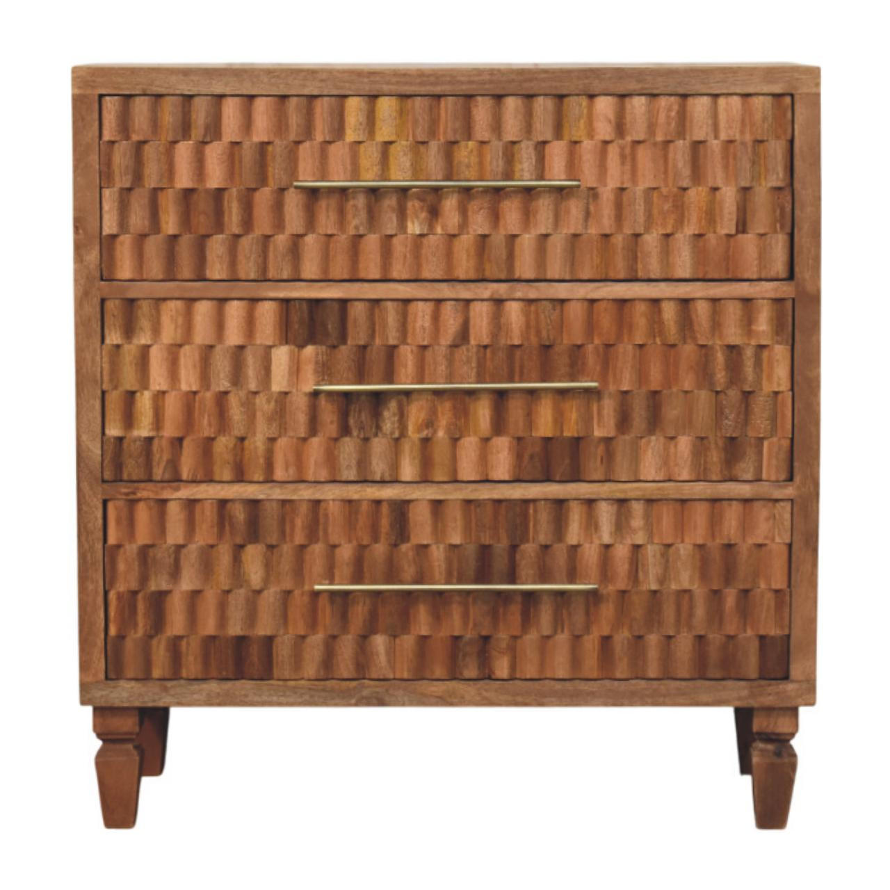KOMMODE Golden-Teak-Finish, 3 Schubladen, Hellbraun - Braun, Holz (35/87/83cm) - Artisan Furniture
