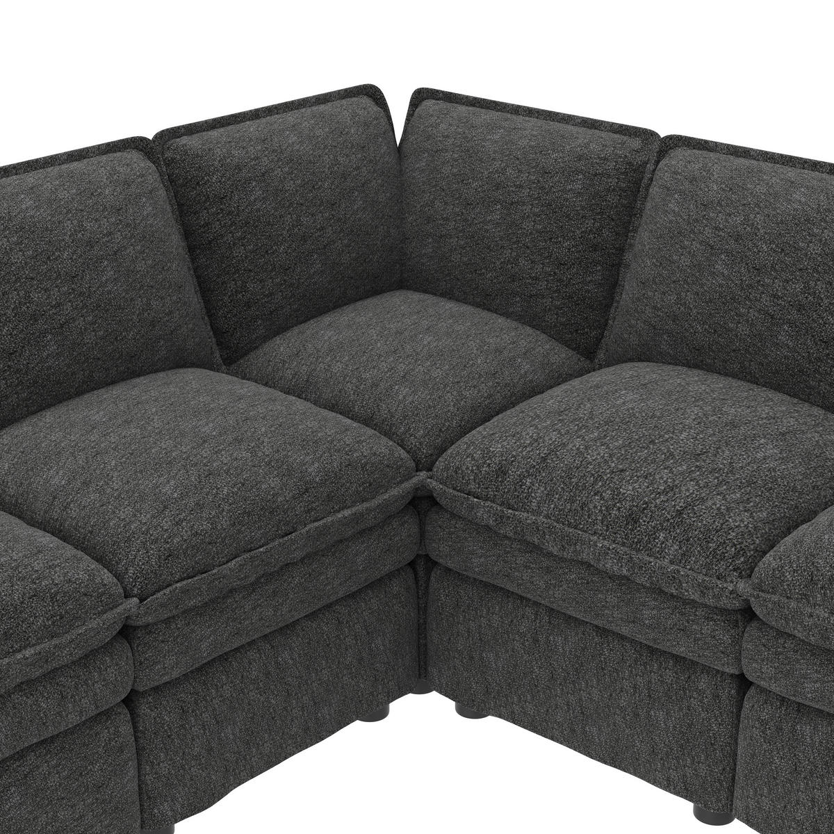 ECKSOFA DE-33261 XXL modular U-/L-Form mit Hocker Grau - Grau, Holzwerkstoff (344/127cm) - ComfortXL