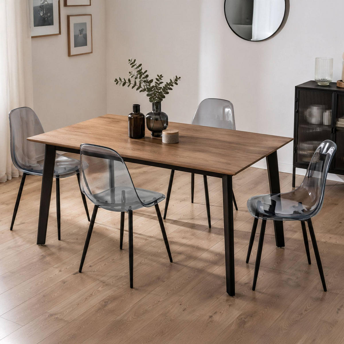 STUHL 4er Set Grau 45.5x53h81 - Grau, Metall (53/81/46cm) - DMORA