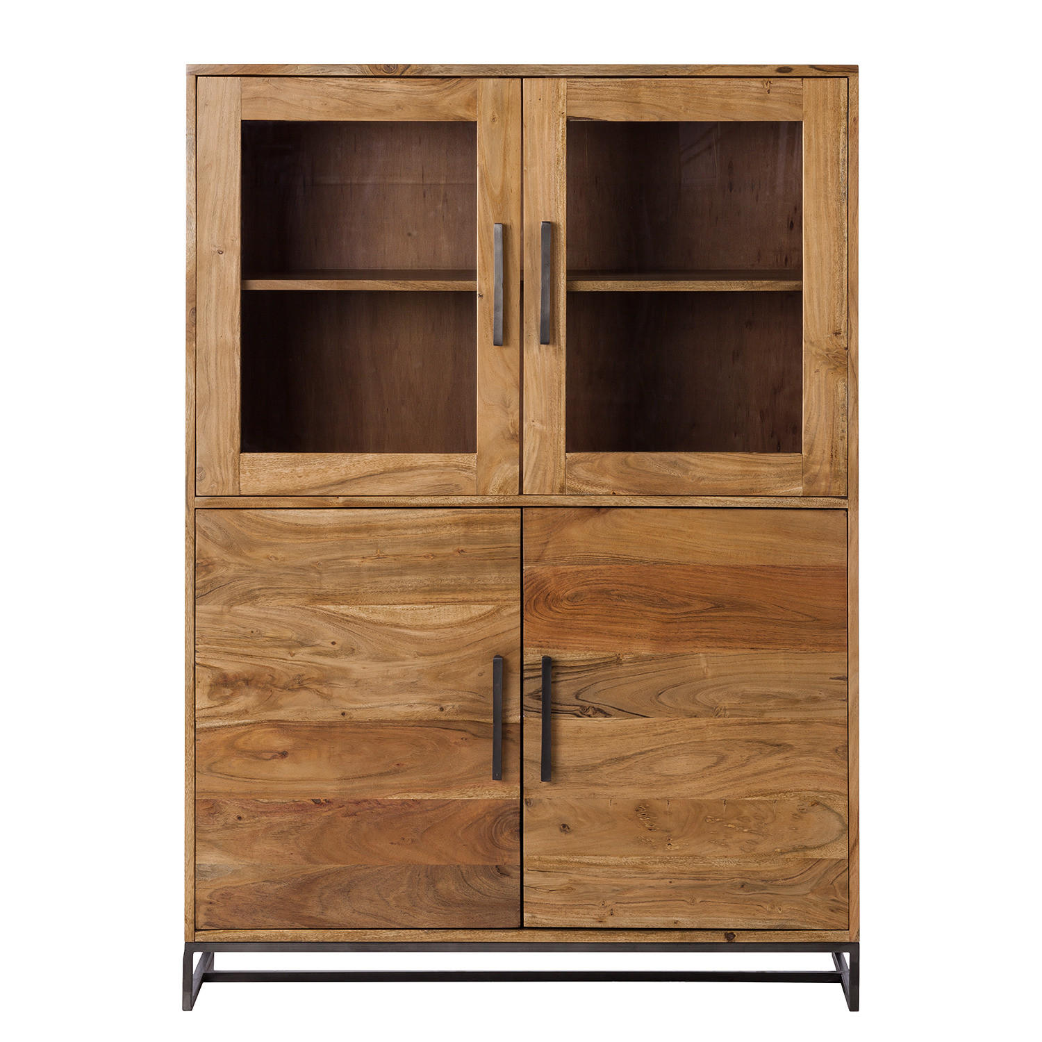 HIGHBOARD - Akazie massiv / Eisen - Akaziefarben, Holz (100/140/35cm) - home24