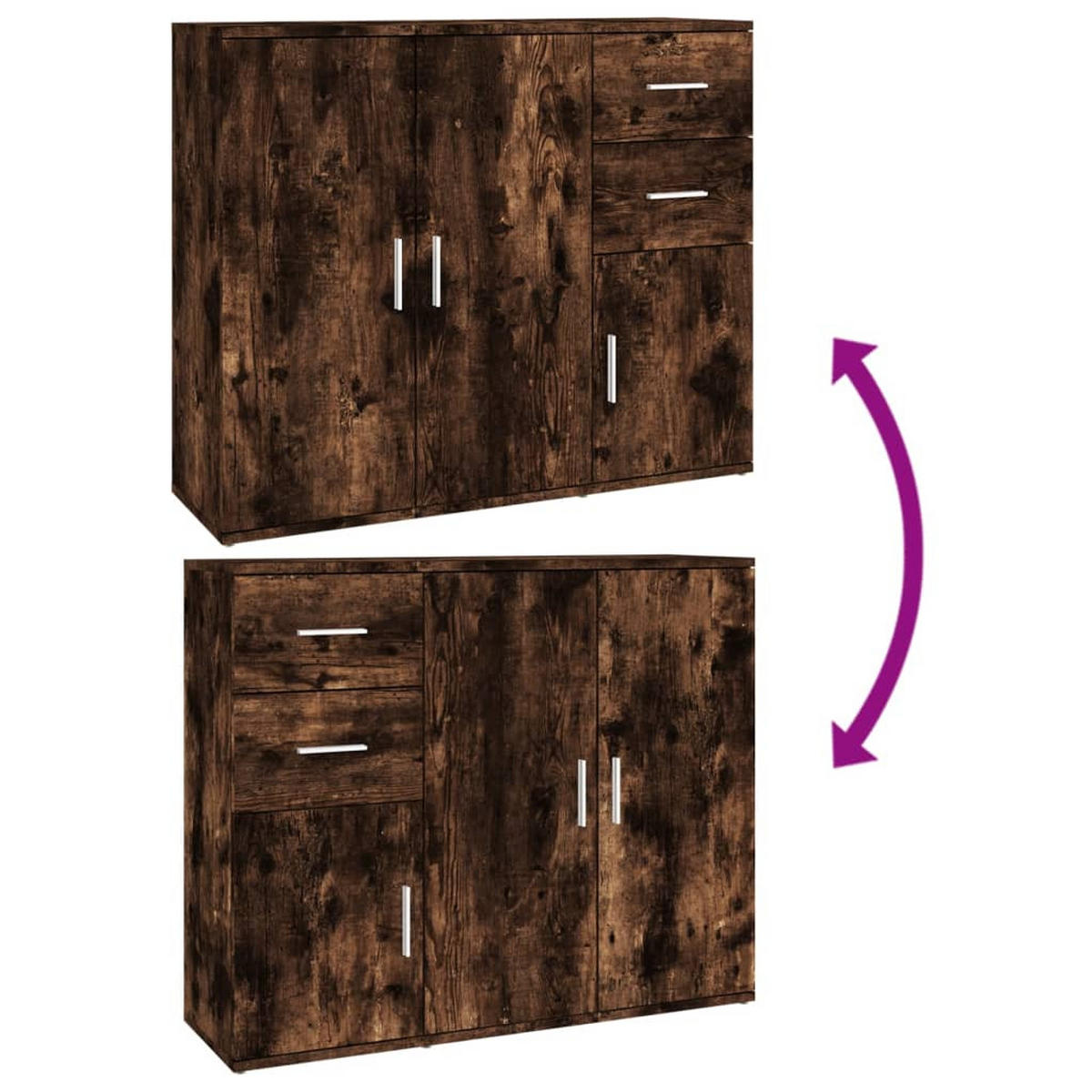 SIDEBOARD mit 2 Schubladen, 3 Türen 91/29,5/75 cm aus Holzwerkstoff Räuchereiche - Dunkelbraun, Holz (91/75/29.5cm) - vidaXL