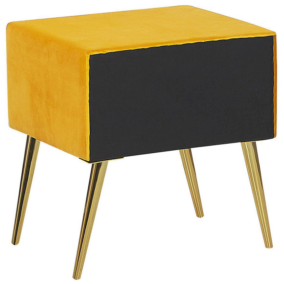 NACHTTISCH Samtstoff gelb/gold 1 Schublade 38/46/49 cm Flayat - Gelb/Goldfarben, Textil (46/49/38cm) - Beliani