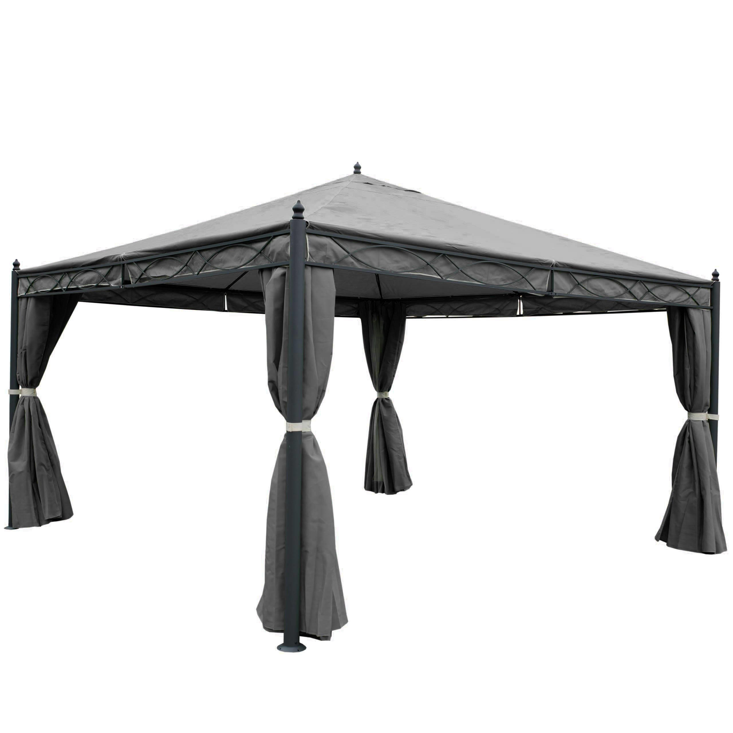 PERGOLA Cadiz 290x400x400cm Grau Seitenwand + Moskitonetz - Grau, Metall (400/290/400cm) - BERLINLODGE