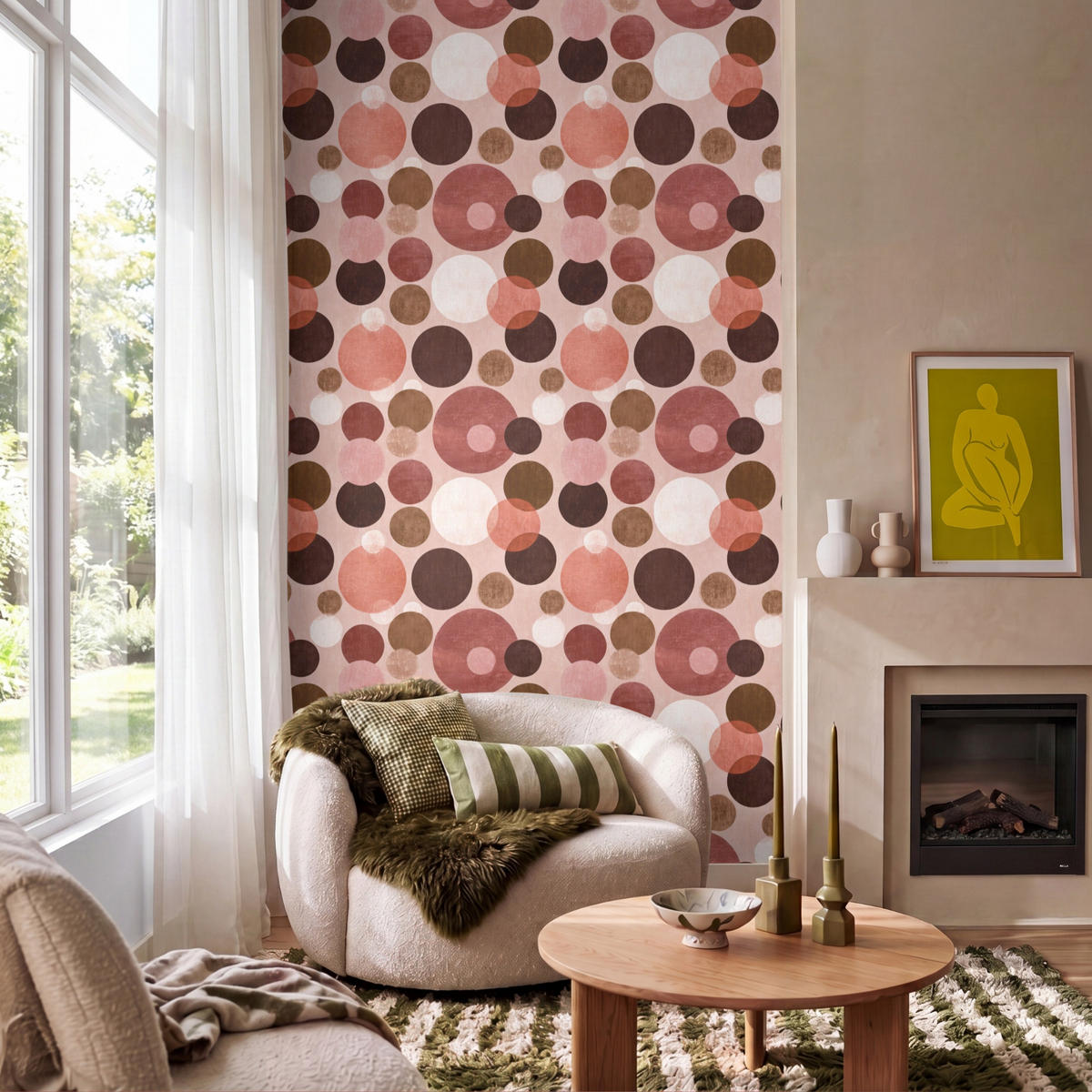 TAPETE - Kreise - Modern - Farbenfroh - 120x200 cm - Multicolor, Papier (120/200cm) - OnlyWow