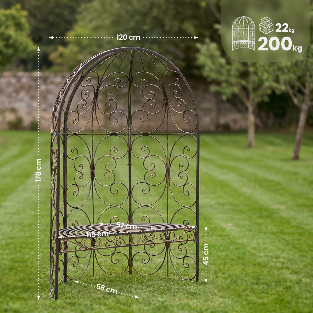 PAVILLON 120/58/178 cm Metall Bronze - Bronzefarben, Metall (120/178/58cm) - CLP