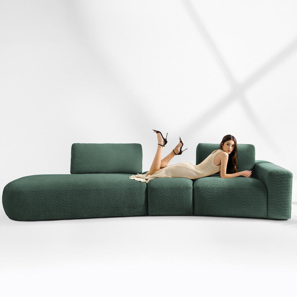 Thumbnail - Konsimo® 4-Sitzer, Grün, Textil, L-Form, 350x84x105 cm, Wohnzimmer, Sofas & Couches, Sofas