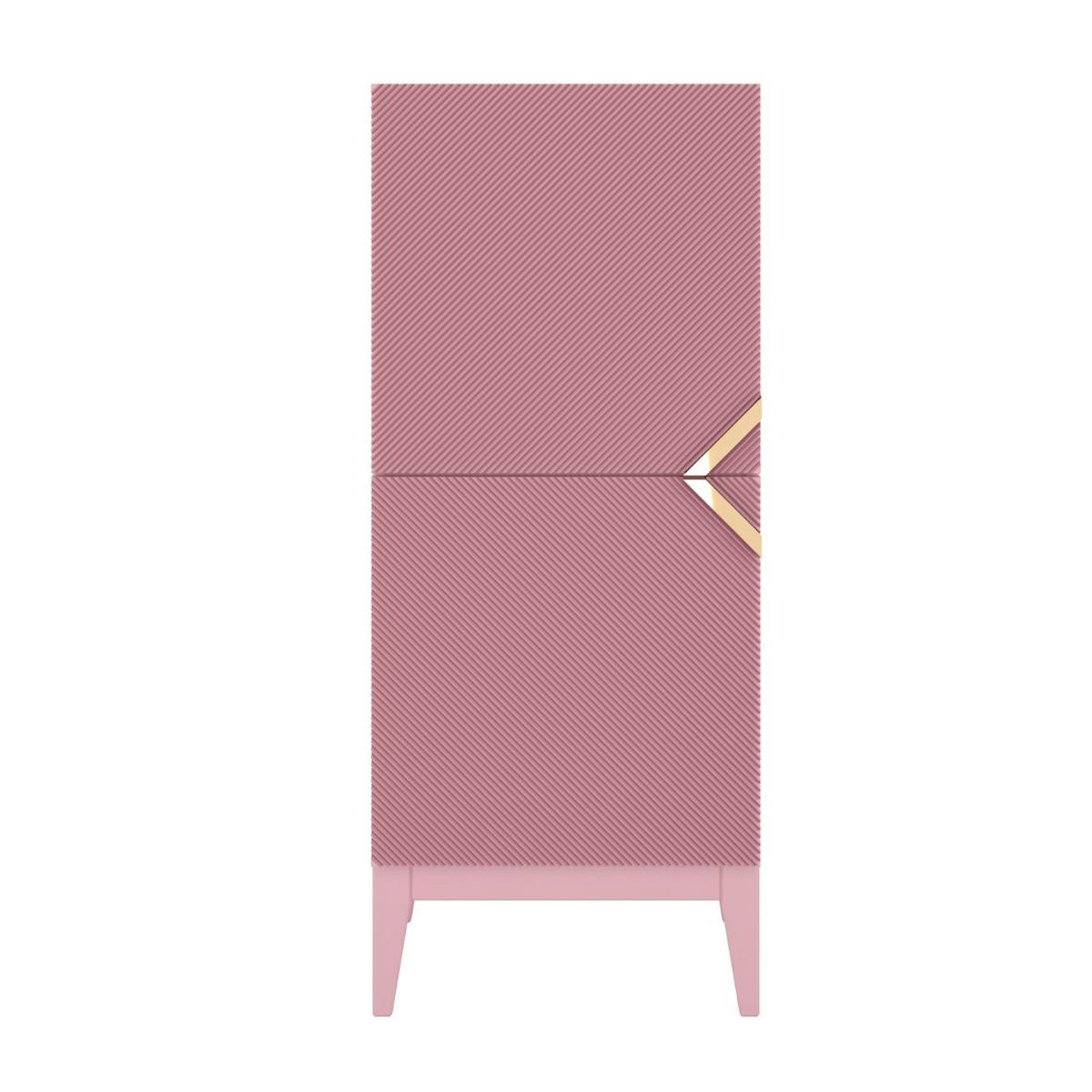 HIGHBOARD Demi 2D High, Pink-Gold, Mit Gefrästen Fronten, Massive Buche - Rosa, Holz/Holzwerkstoff (50.5/120.5/42cm) - Visby