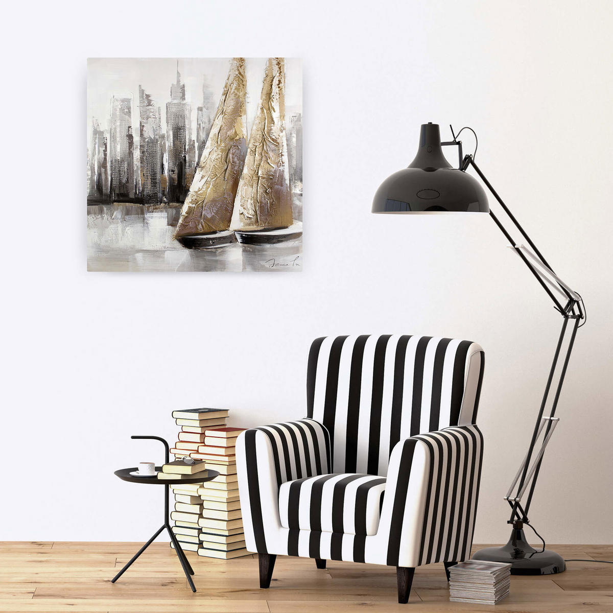 ÖLGEMÄLDE 80/80 cm - Grau, Holz/Textil (1.6/80cm) - KUNSTLOFT
