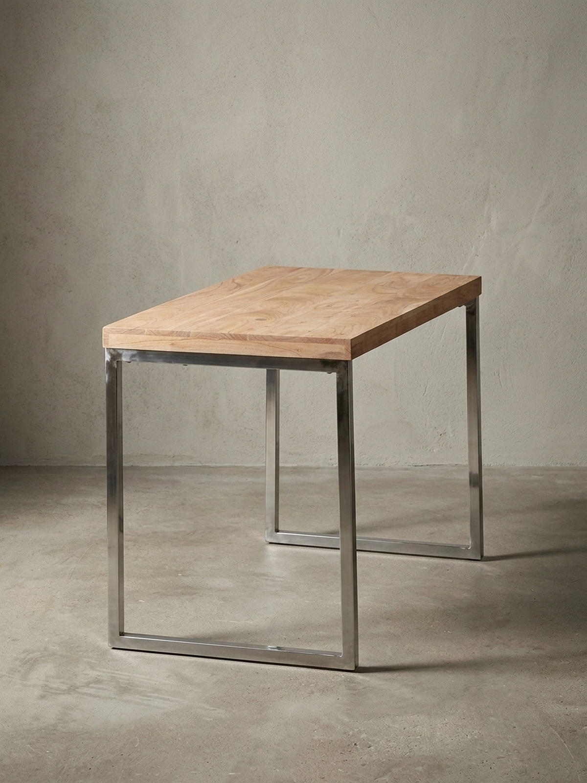 SCHREIBTISCH Massivholz Landhausstil Chromgestell ISEN, Beige 120x60x76 cm - Beige/Silberfarben, Holz/Metall (60/120/76cm) - KADIMA DESIGN