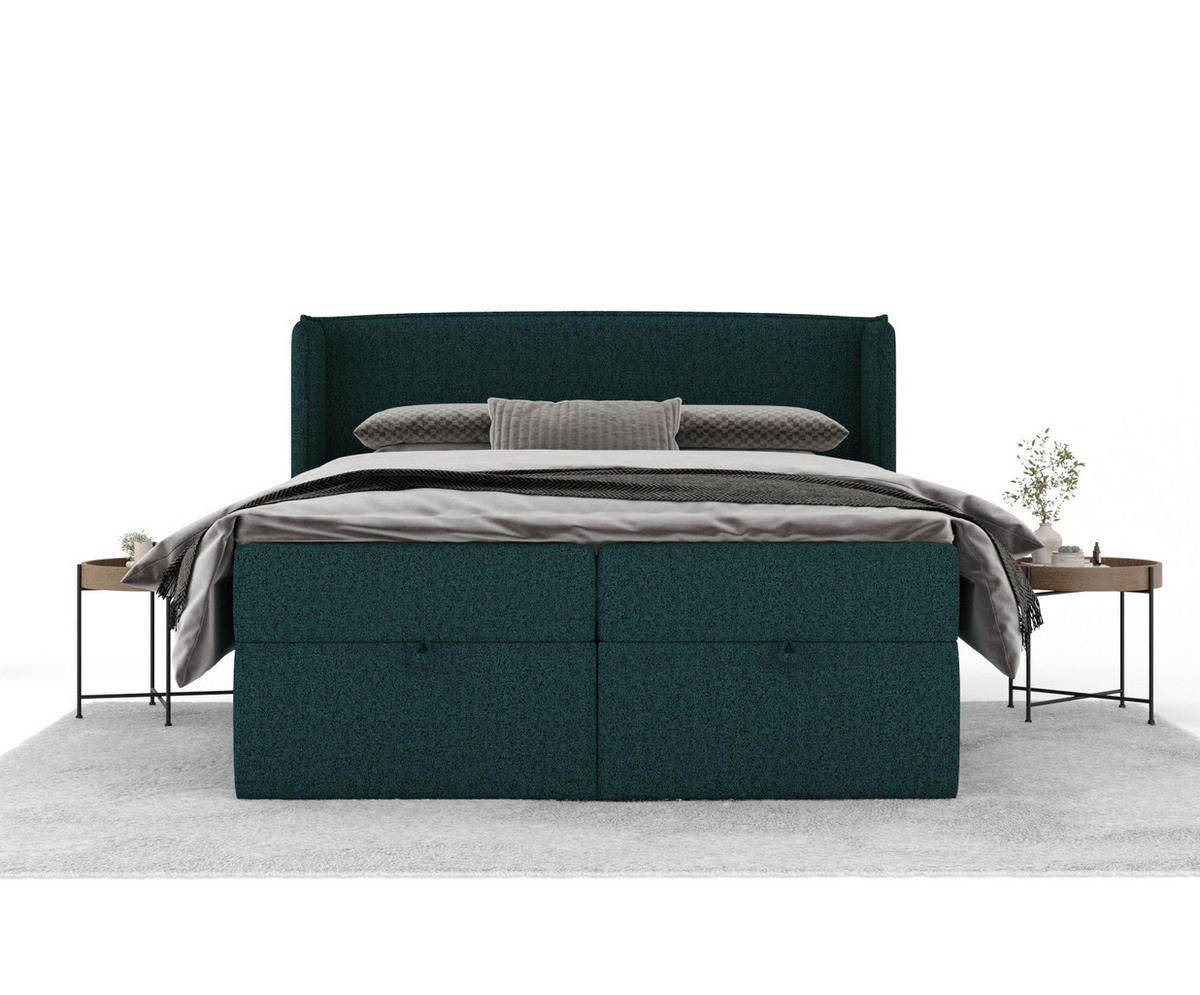 BOXBETT Passion Grün 200/200 cm - Schwarz/Grün, Kunststoff/Textil (200/200cm) - Maison de Reve