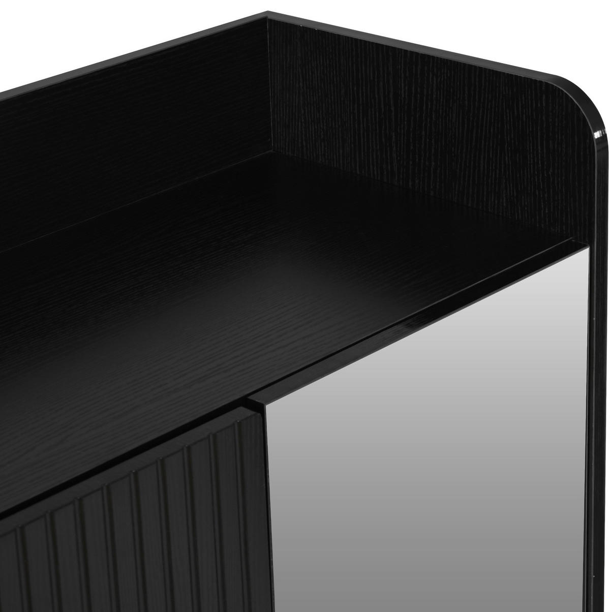 SCHUHSCHRANK 110/110/35,5 cm Schwarz aus MDF und Spanplatte mit Spiegel - Schwarz, Holzwerkstoff (110/110/35.5cm) - OKMYHOME
