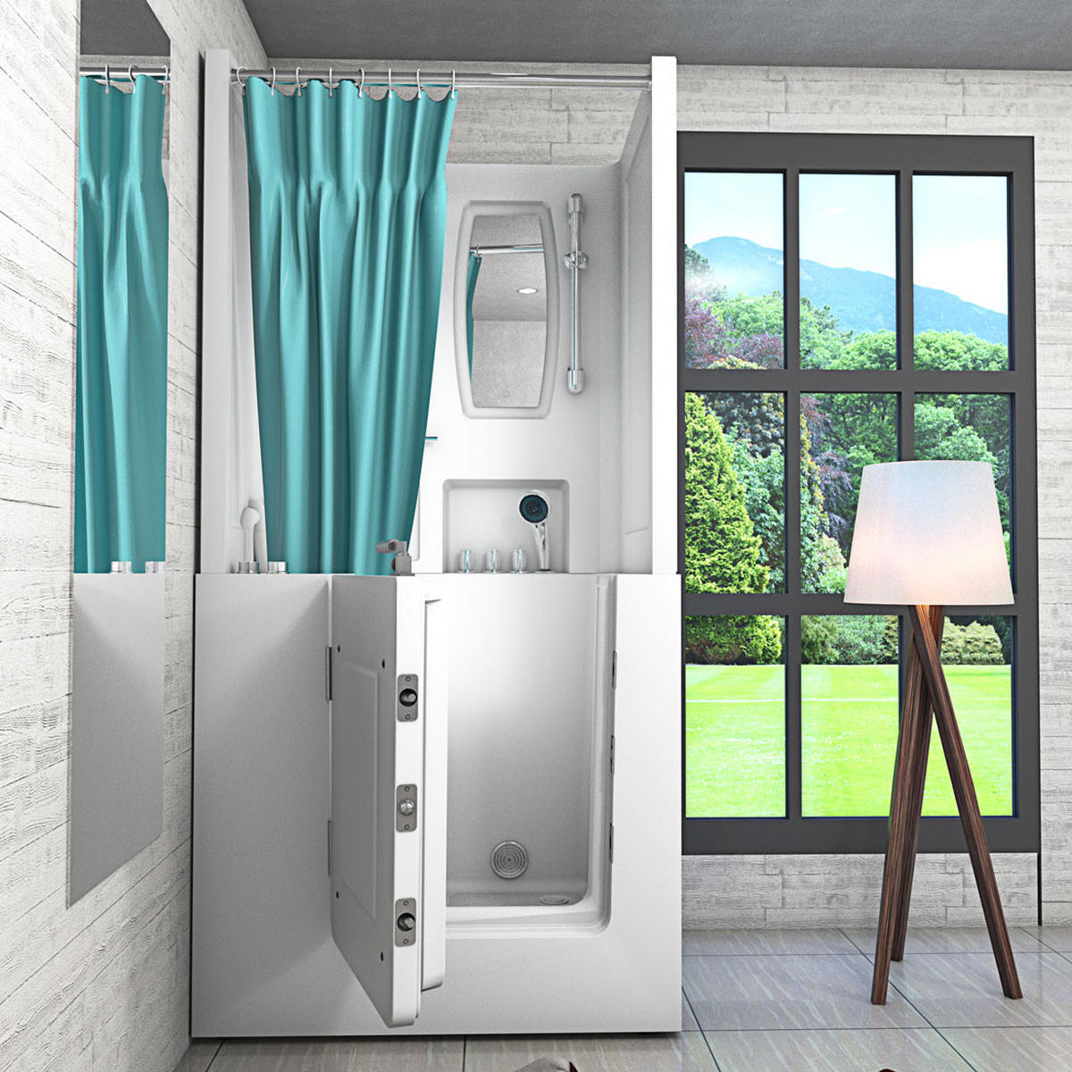 DUSCHE Whirlpool mit Tür S02D-WP-TH-A-L - Weiß, Glas/Kunststoff (78/100/205cm) - AcquaVapore by Sandra Jentho