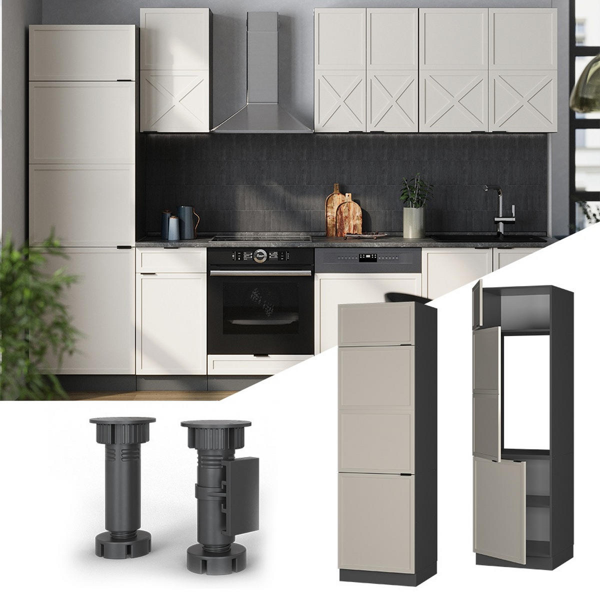 OHIŠJE ZA HLADILNIK Fame-Line Sivo-belostna 60 cm - siva/antracit, leseni material (60/206.8/58.1cm) - Vicco