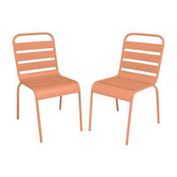GARTENSTUHL stapelbar 2er-Set - Metall - Pfirsich - MIRMANDE von MYLIA - Orange, Metall (59/79/47.5cm) - Vente-Unique