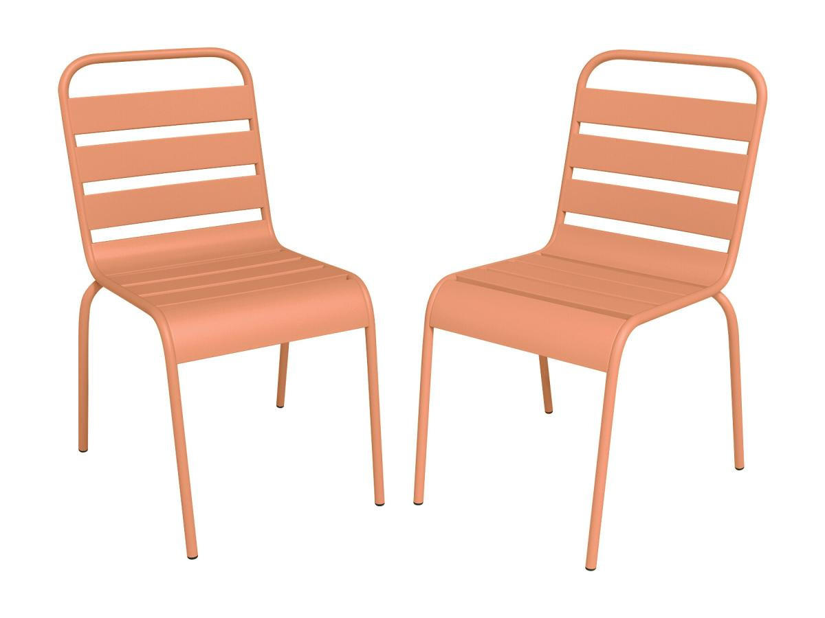 GARTENSTUHL stapelbar 2er-Set - Metall - Pfirsich - MIRMANDE von MYLIA - Orange, Metall (59/79/47.5cm) - Vente-Unique