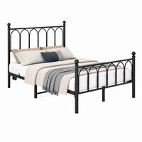 BETT mit LED und USB 120x200 cm Metall Schwarz - Schwarz, Metall (120/200cm) - Meubliv