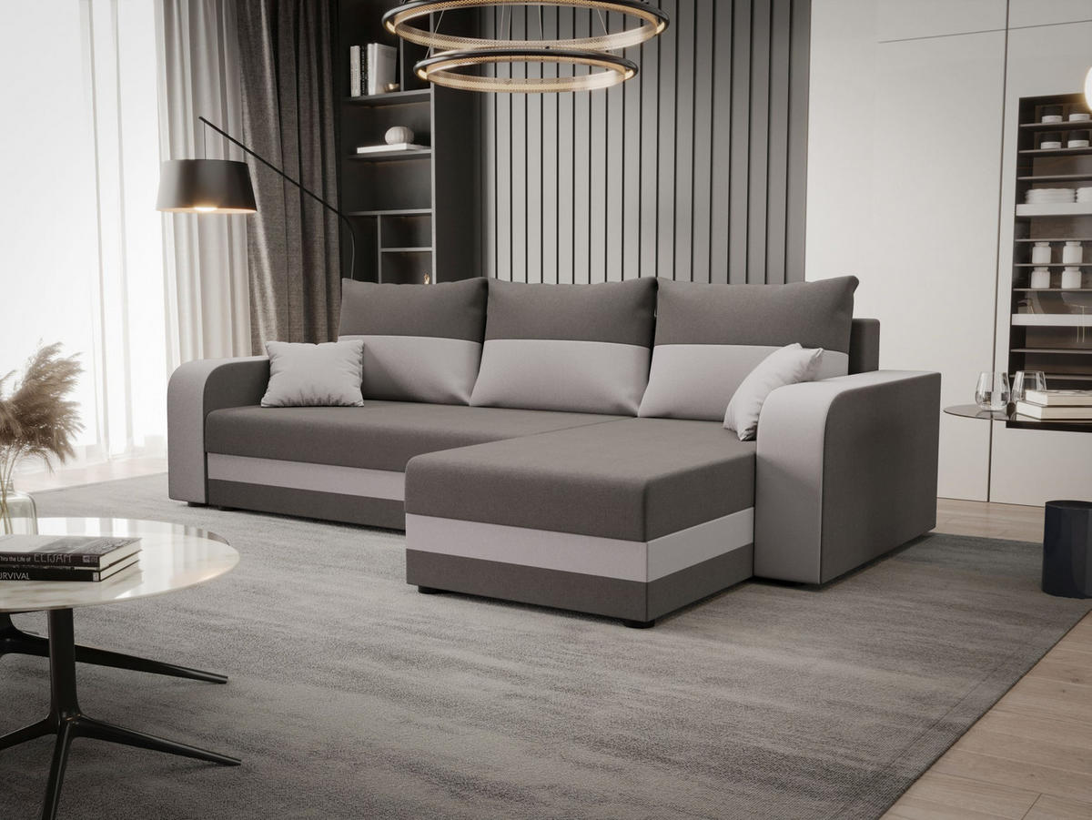 ECKSOFA HEWLET L BIS Sawana 21+01 Rechts mit Schlaffunktion - Grau, Textil (240/140cm) - Bedante
