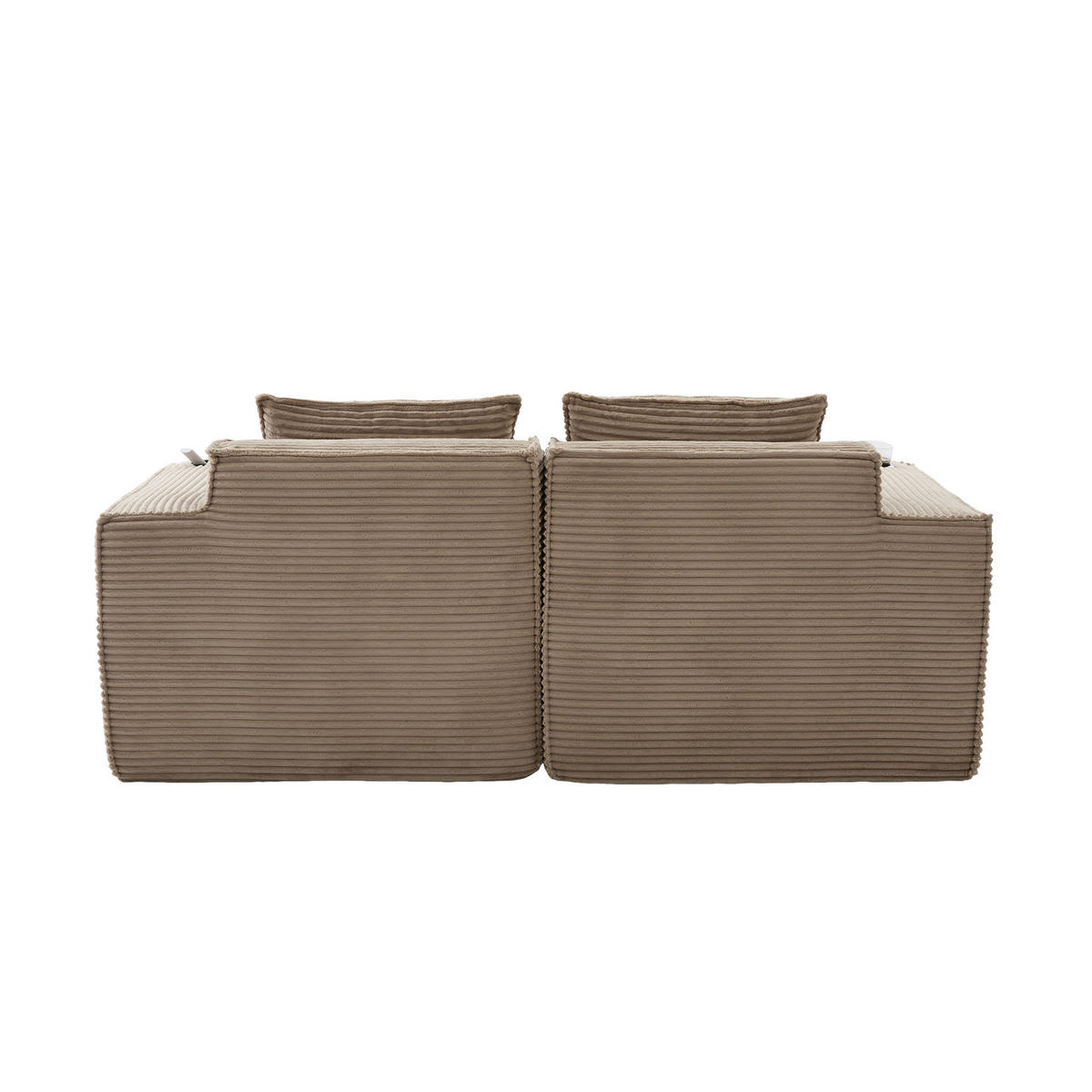 2-SITZER-SOFA DE-33836 mit 2 Hockern Khaki - Sandfarben, Textil (188/75/162cm) - ComfortXL
