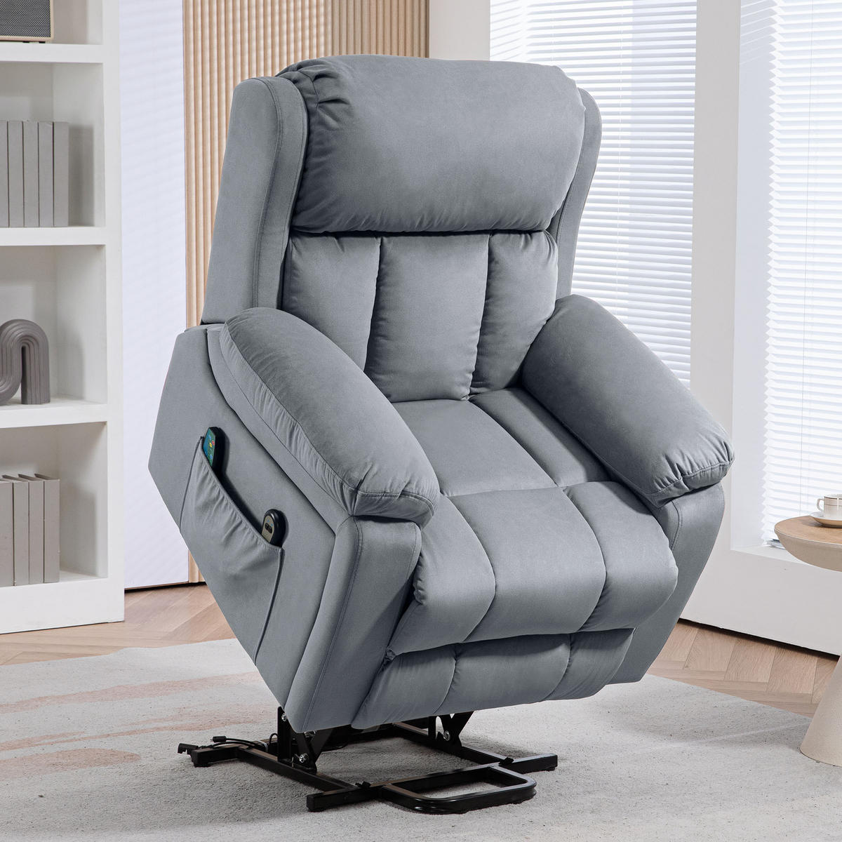 MASSAGESESSEL DE-15423 mit Massage, Heizung und Aufstehhilfe Grau - Grau, Metall (95/103/90cm) - ComfortXL