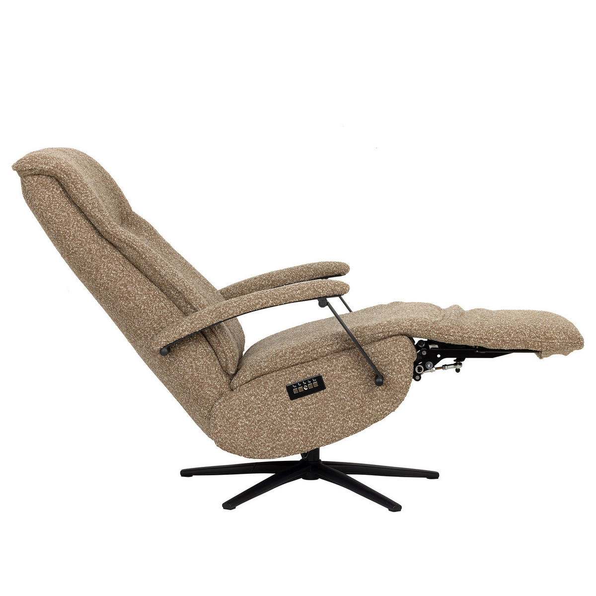 RELAXSESSEL - Bouclé / Eisen - Hellbraun/Schwarz, Textil/Metall (67/114/84cm) - home24
