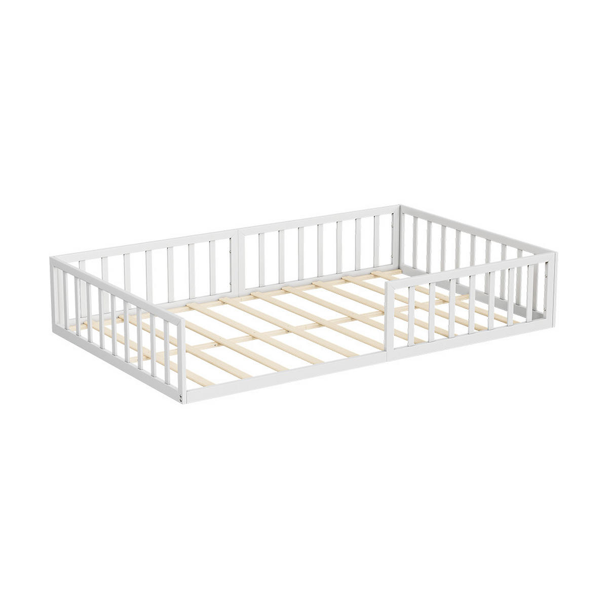 BODENBETT AUS METALL Minno Weiß 205 x 125 cm ohne Matratze - Weiß, Metall - VitaliSpa