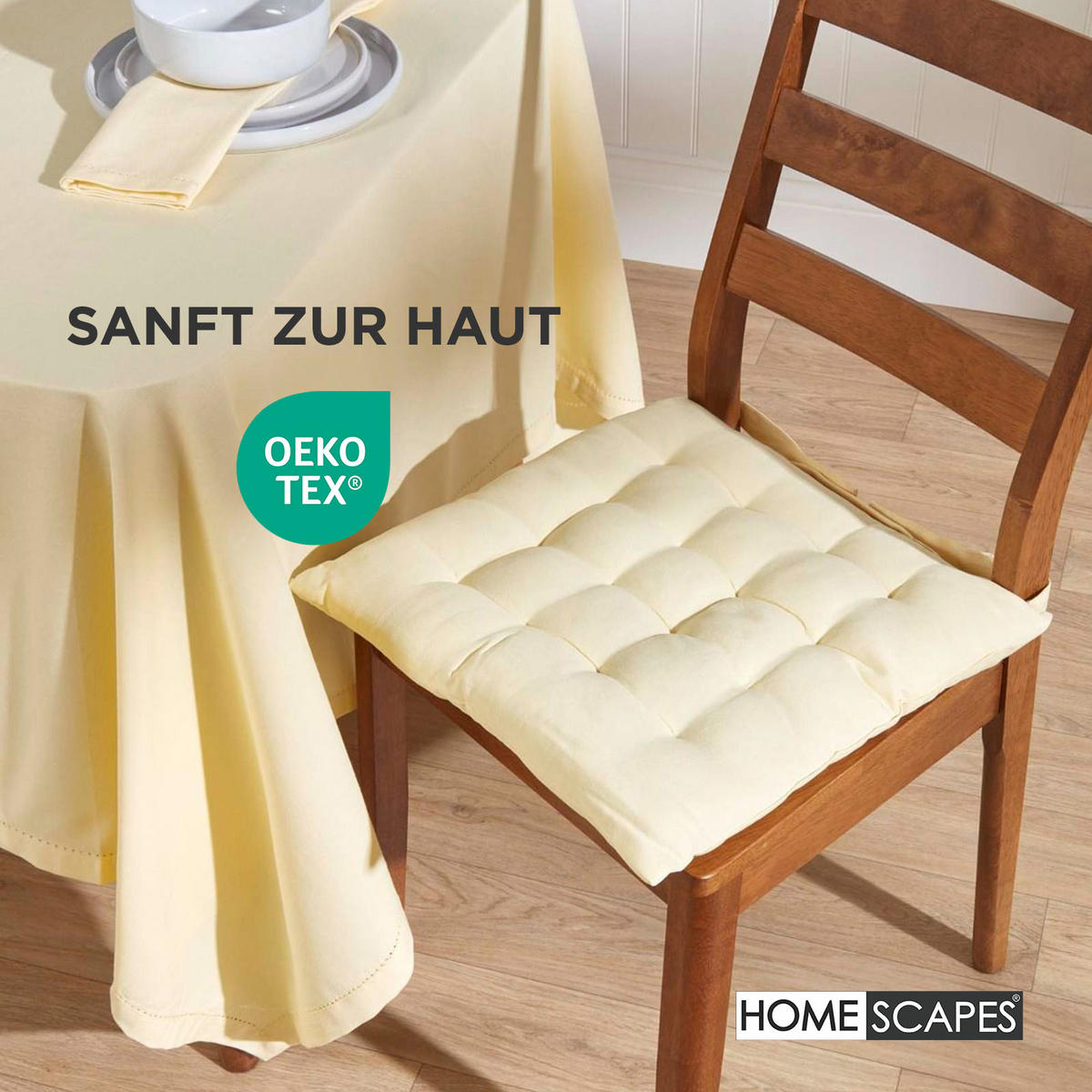 STUHLKISSEN 6er-Set creme 40/40/6,5 cm - Creme, Textil (40/40/6.5cm) - Homescapes