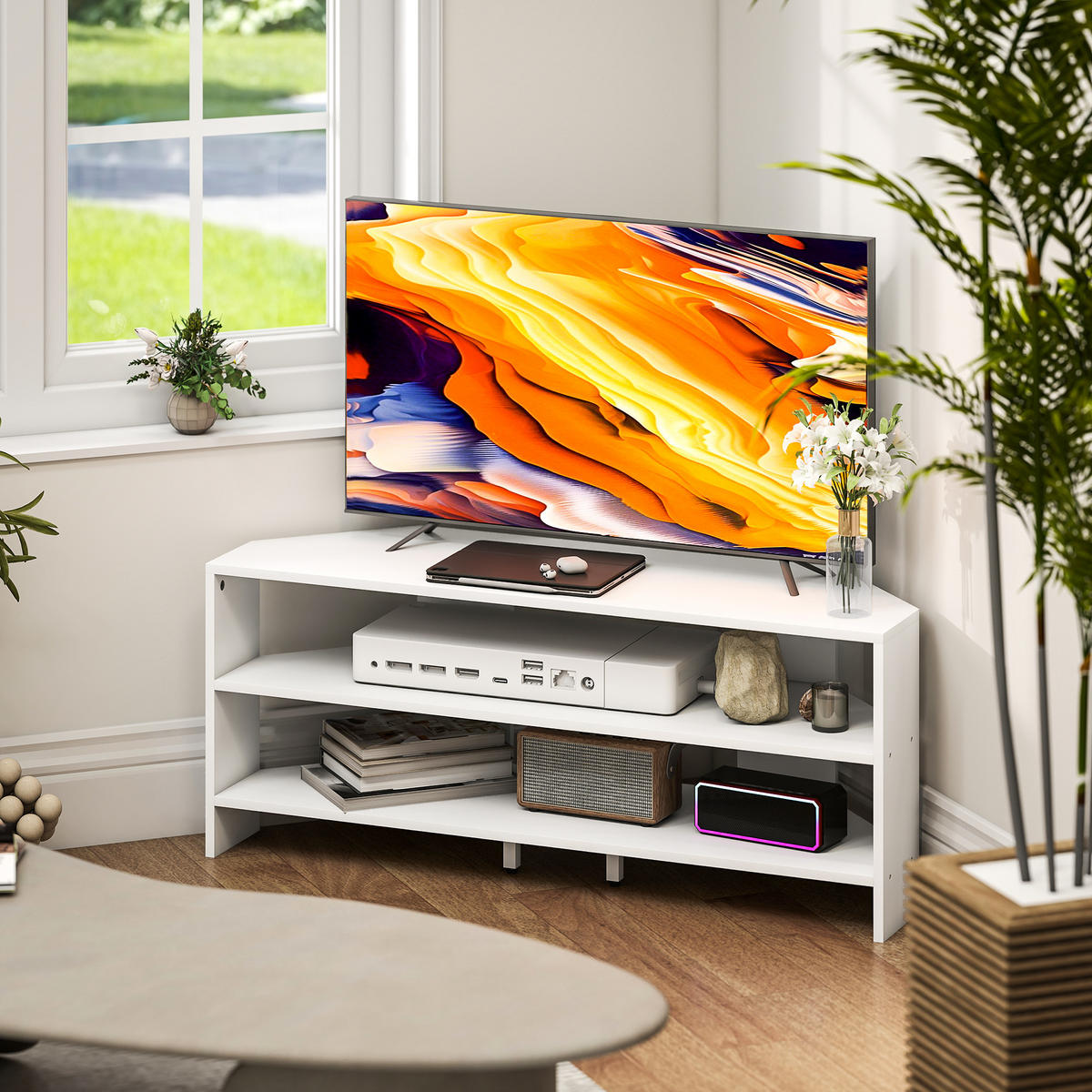TV-MÖBEL Weiß 1 Stück - Weiß, Holzwerkstoff (110/45/36cm) - GiPP