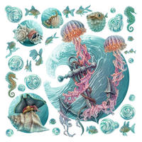 WANDAUFKLEBER 60x62cm - Die Welt der Quallen - Multicolor, Kunststoff (60/62/0.1cm) - Wallfluent