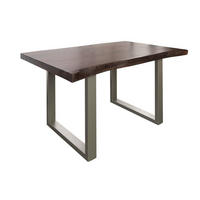 BAUMTISCH Akazie 140x90x77 braun lackiert / U-Beine silber matt FREEFORM 5 - Silberfarben/Braun, Holz (140/90/77cm) - Massivmoebel24