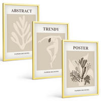 BILDER SET 3er Set - 40x60 cm Goldrahmen - Blumenmuster beige braun - Goldfarben, Kunststoff (40/60cm) - TULUP
