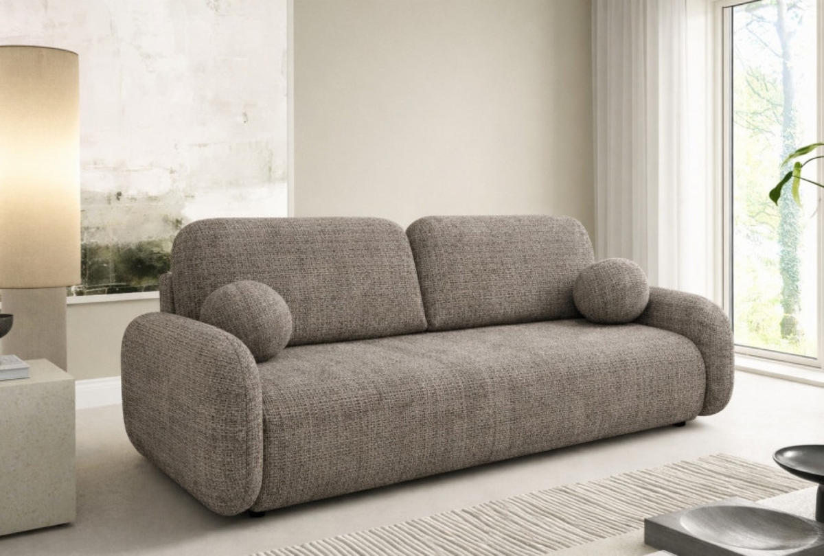 SOFA Cremona 24 LEON Mit Schlaffunktion - Braun, Textil (220/90/92cm) - Sepro Meble