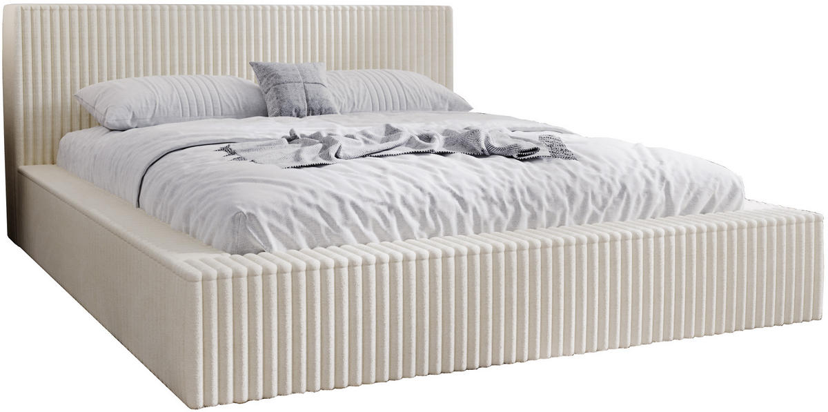 POLSTERBETT mit Bettkasten 160x200 Buffy, Cordstoff, Beige - Beige, Holz/Textil (160/200cm) - Emporius