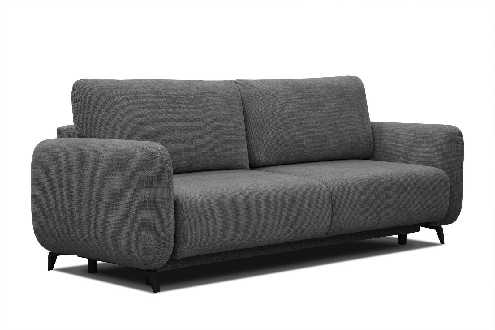 SOFA DRAKE 3-Sitzer mit Schlaffunktion, dunkelgrau - Dunkelgrau/Braun, Holz/Textil (232/90/107cm) - Courtois Laville