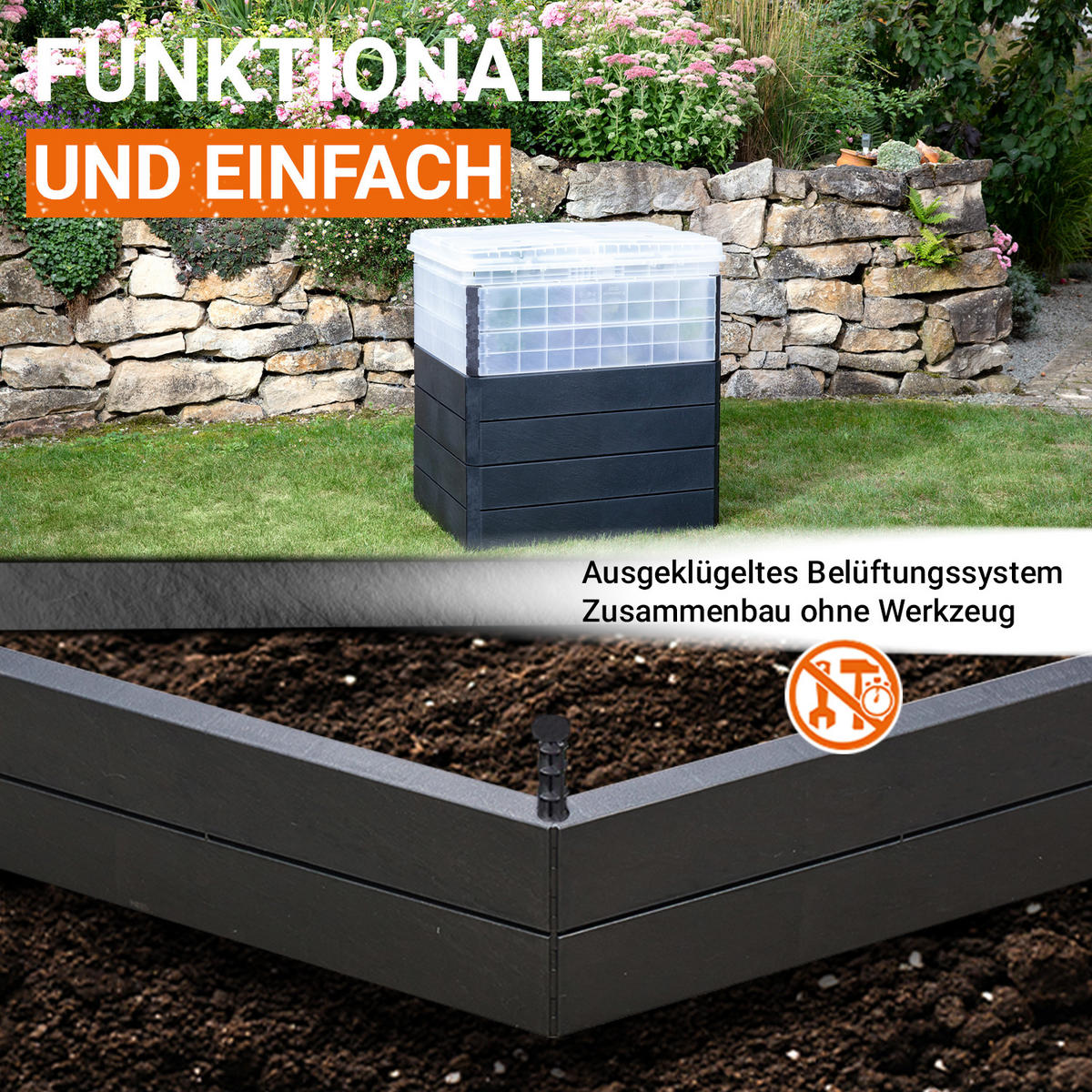 M 85 Hochbeet, , inkl. Wassersparsystem - Anthrazit, Kunststoff (80/85/60cm) - GARANTIA