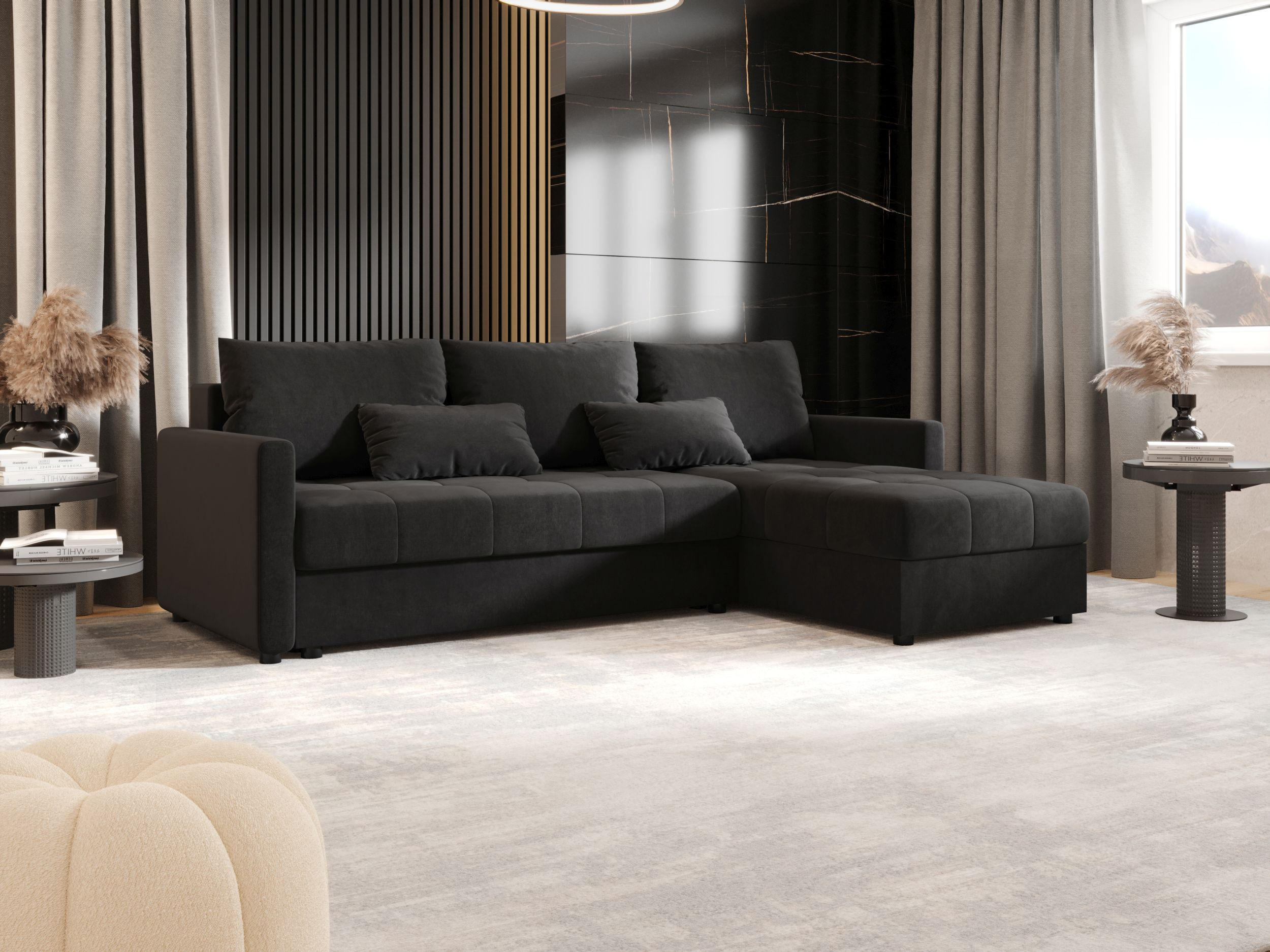 ECKSOFA MOS L BIS Itaka 27 Rechts mit Schlaffunktion - Dunkelgrau, Textil (220/143cm) - Bedante