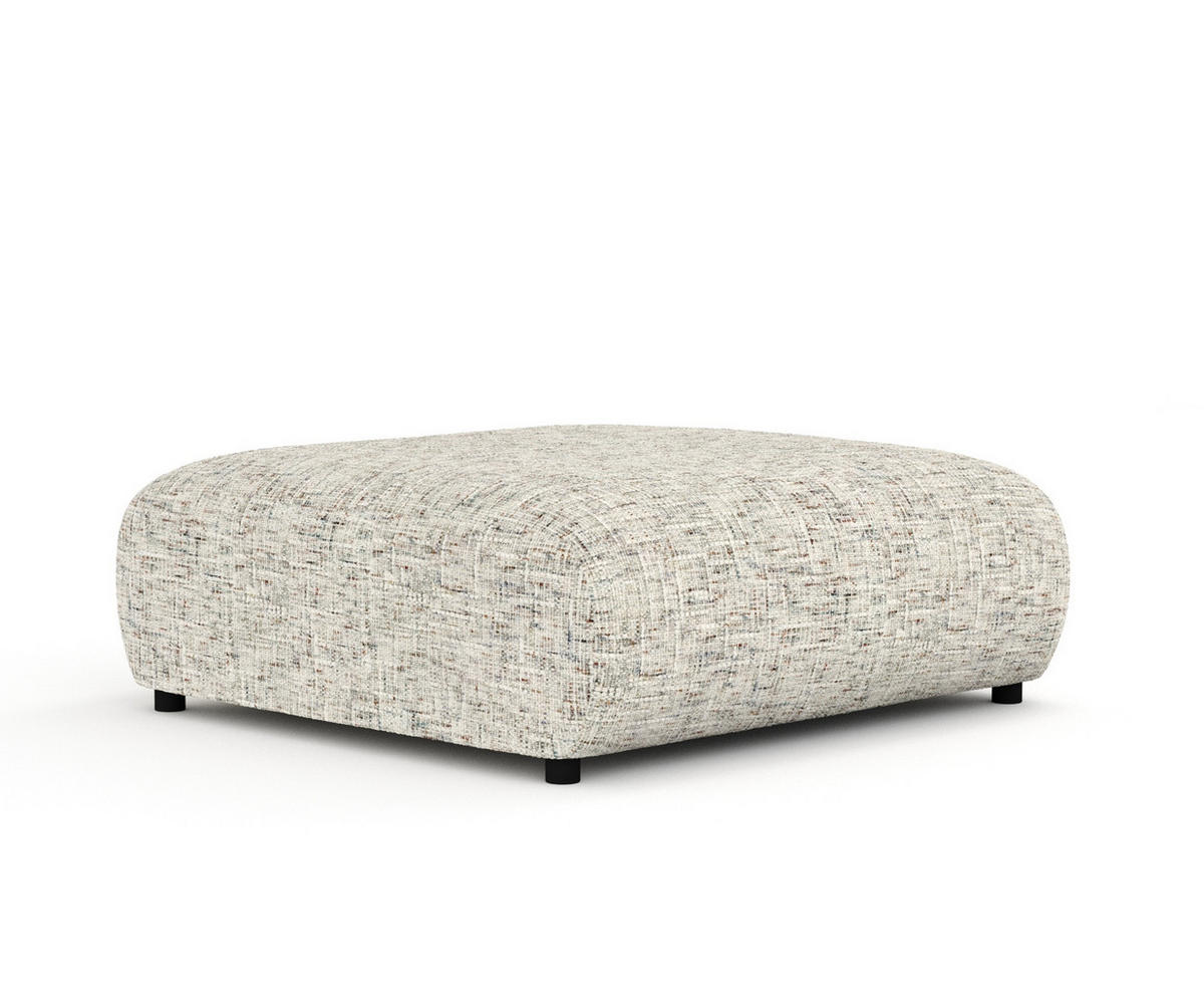 POUF L Zanzibar Beige Webstoff - Beige/Schwarz, Holz/Holzwerkstoff (110/37/110cm) - Maison de Reve