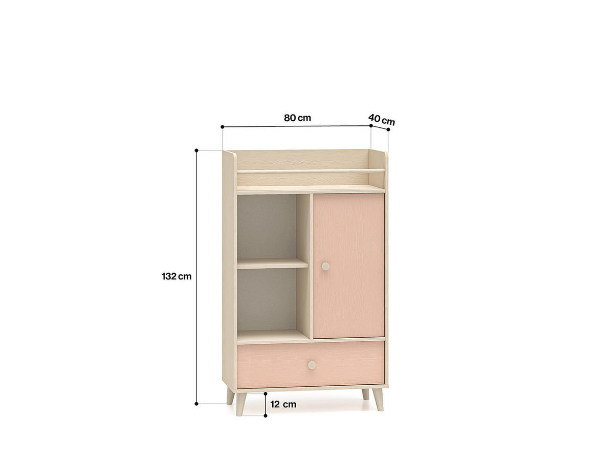 KOMMODE – 80 cm – Mevel – Grau - Grau, Holzwerkstoff (80/132/40cm) - hi-markt