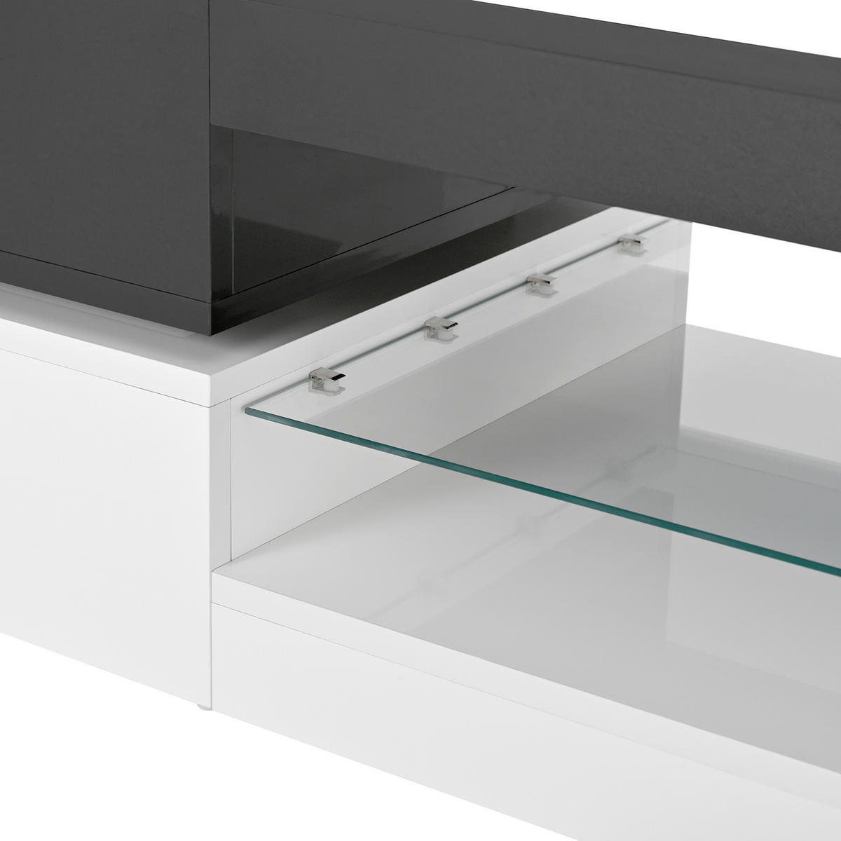 COUCHTISCH 90/45/35,5 cm Schwarz-Weiß mit LED-Beleuchtung und Bluetooth-Steuerung - Schwarz, Holzwerkstoff (90/45/35.5cm) - OKWISH