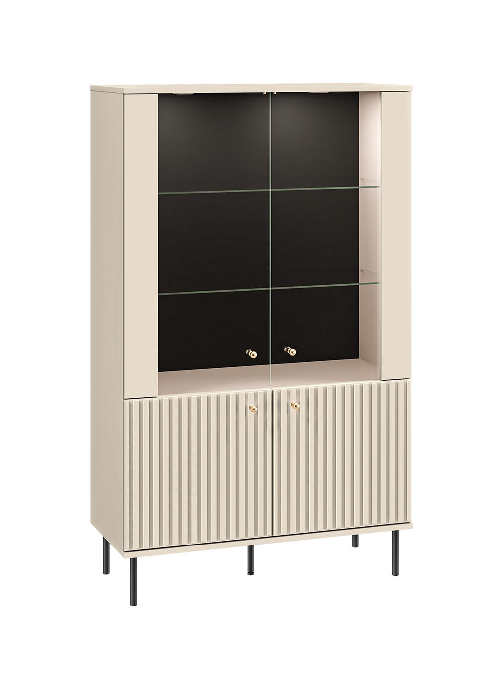 Feldmann-Wohnen Stauraumvitrine Beige 92x151x40 cm